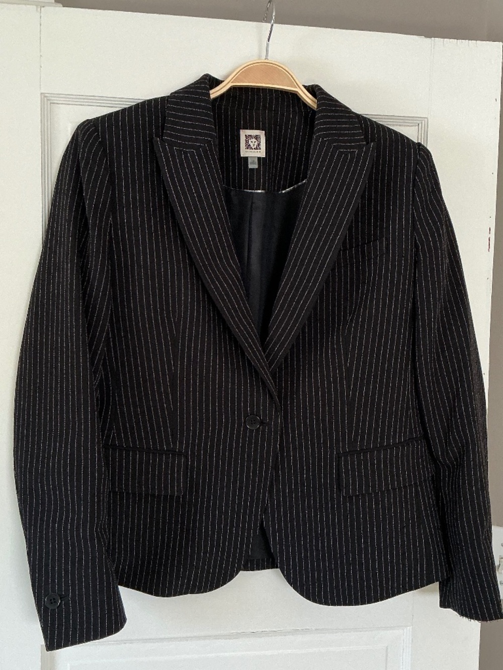 NWOT Anne Klein Blazer Never Worn Black Pinstripe Size 12 Classic Style